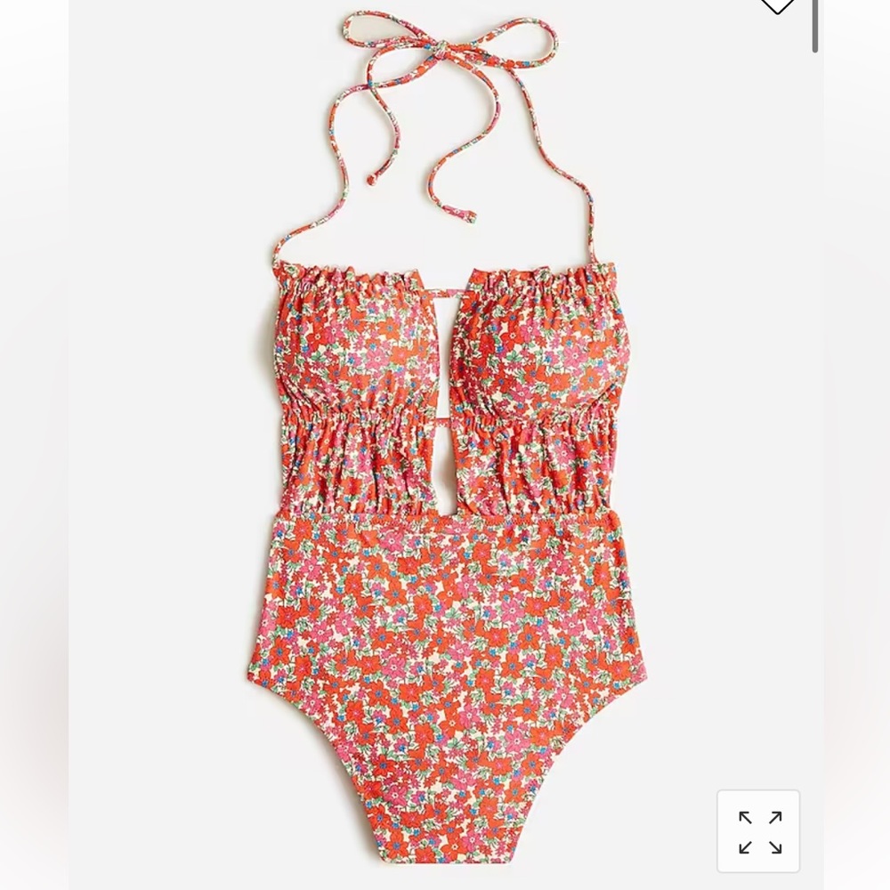 J crew - Ruched one-piece swimsuit with cutouts in brilliant blooms. NWT